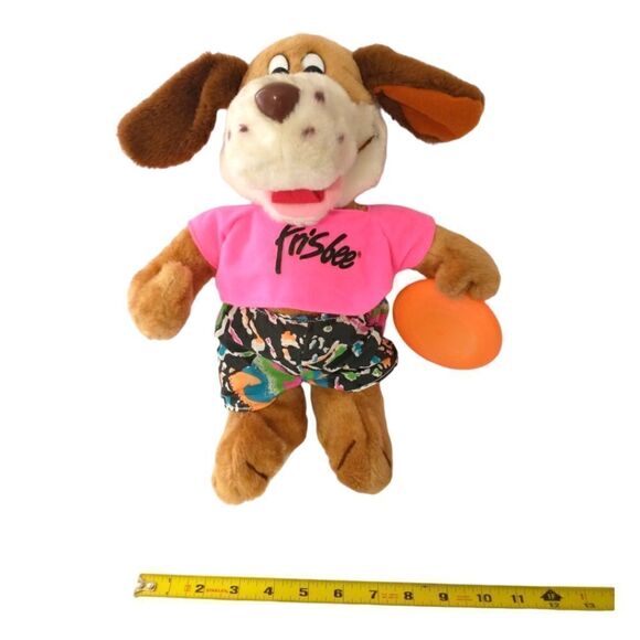 Frisbee Dog Stuffed Animal Plush Neon Promotional Pmi Toys Kransco Wham O 1991. - Picture 3 of 16
